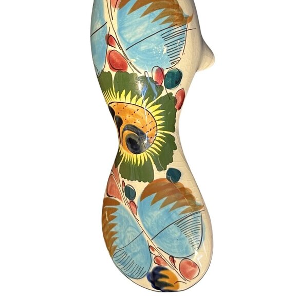 Handmade Mexican Peacock Ceramic Folk Art Figurine 8" Vintage Estate - Picture 9 of 12